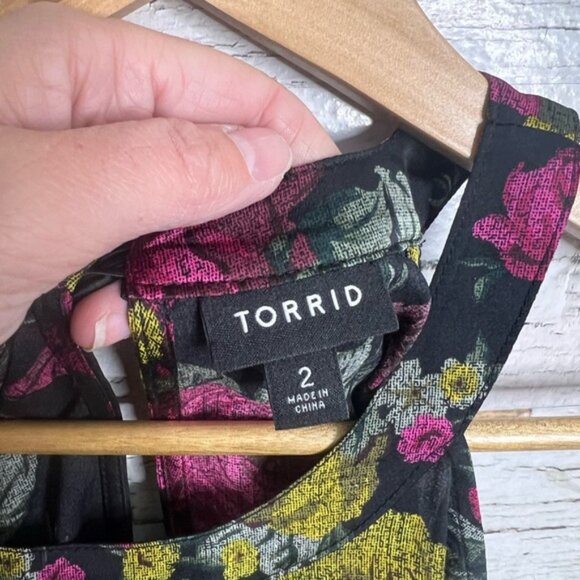 Torrid Floral Tank Top - Black, Pink, Yellow - Picture 4 of 8